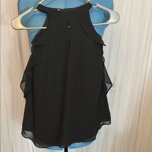 LC Lauren Conrad Black Sleeveless Ruffled Blouse